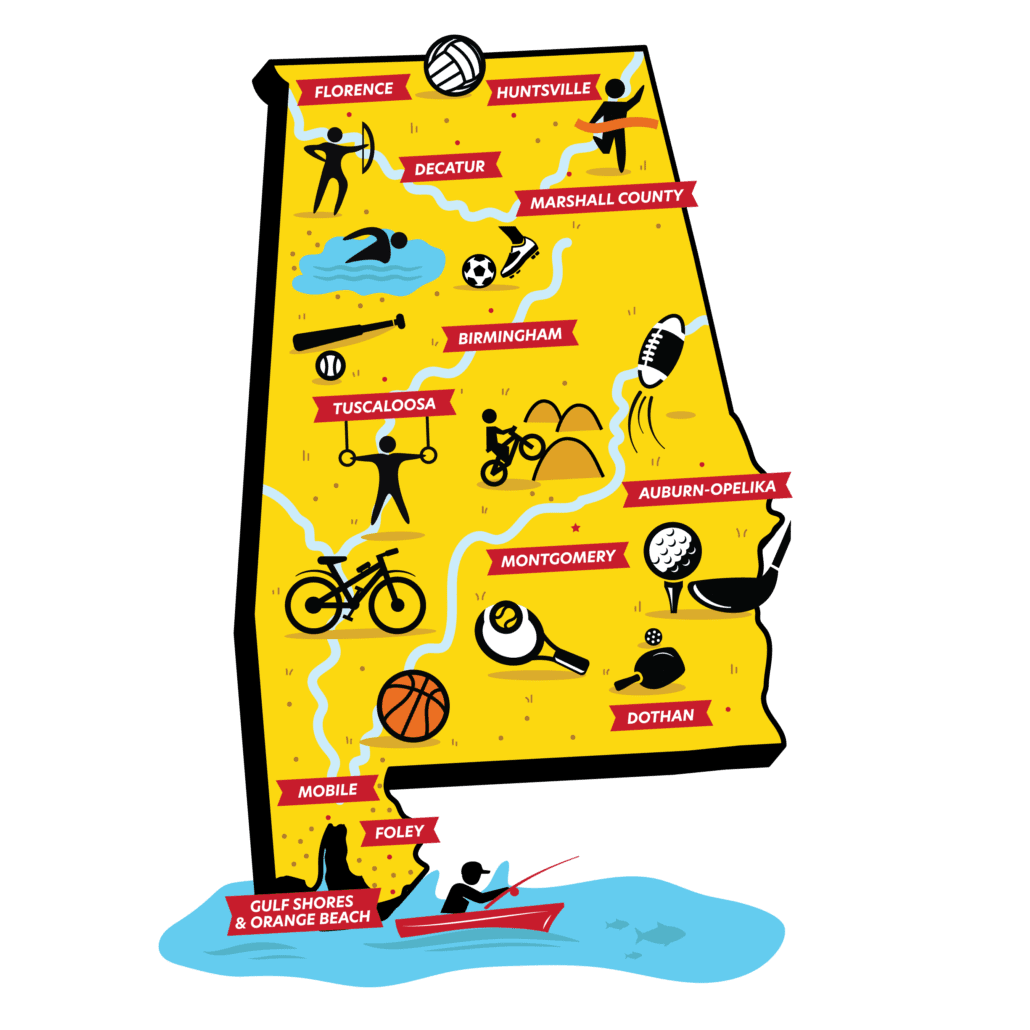 Sports Alabama destination map state